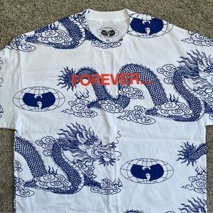 🔴Wu-Wear Shirt Size XL Wu-Tang Dragons White Blue Rza Gza ODB